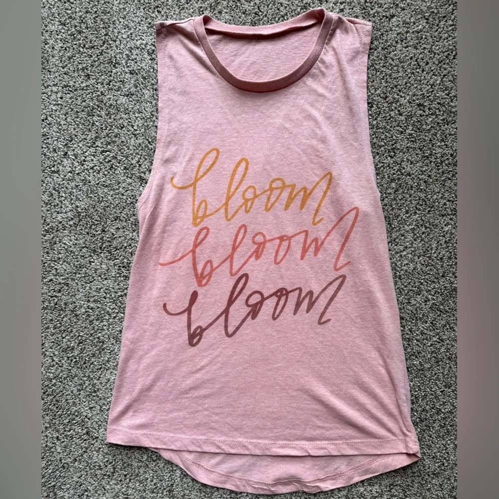 Bloom Exercise Muscle Tank sunset colors Motivational Message Tank Top - Picture 2 of 4